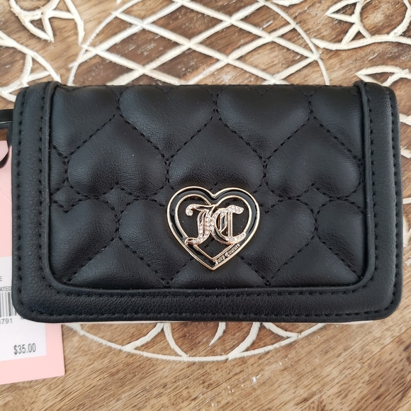 Juicy Couture Black Flawless Shoulder Bag & Slim Elongated Bifold Wallet NWT - Picture 10 of 16